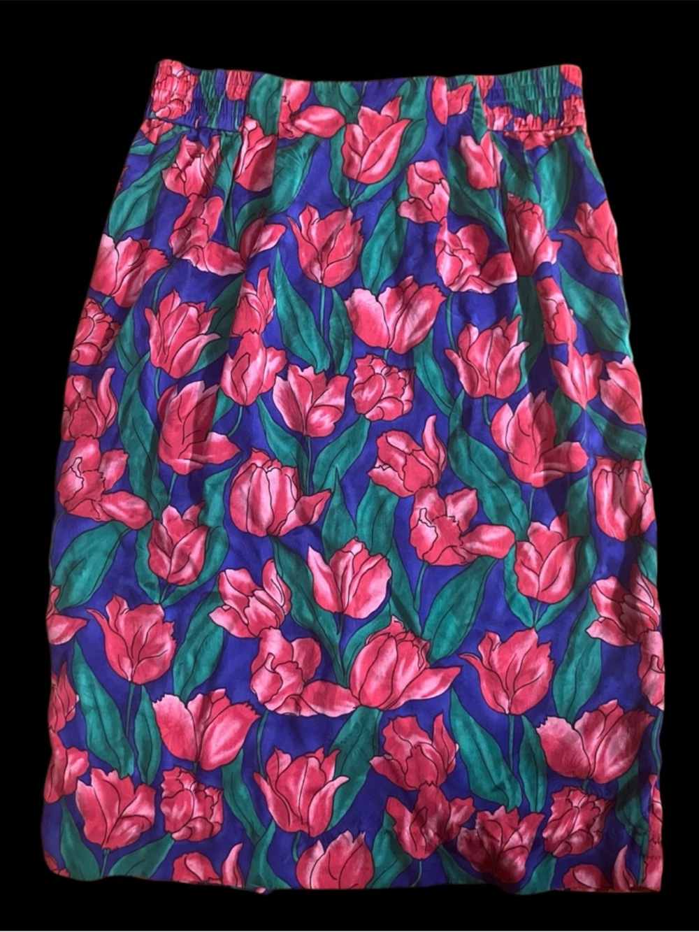 Vibrant Vintage Pink Floral Pencil Skirt